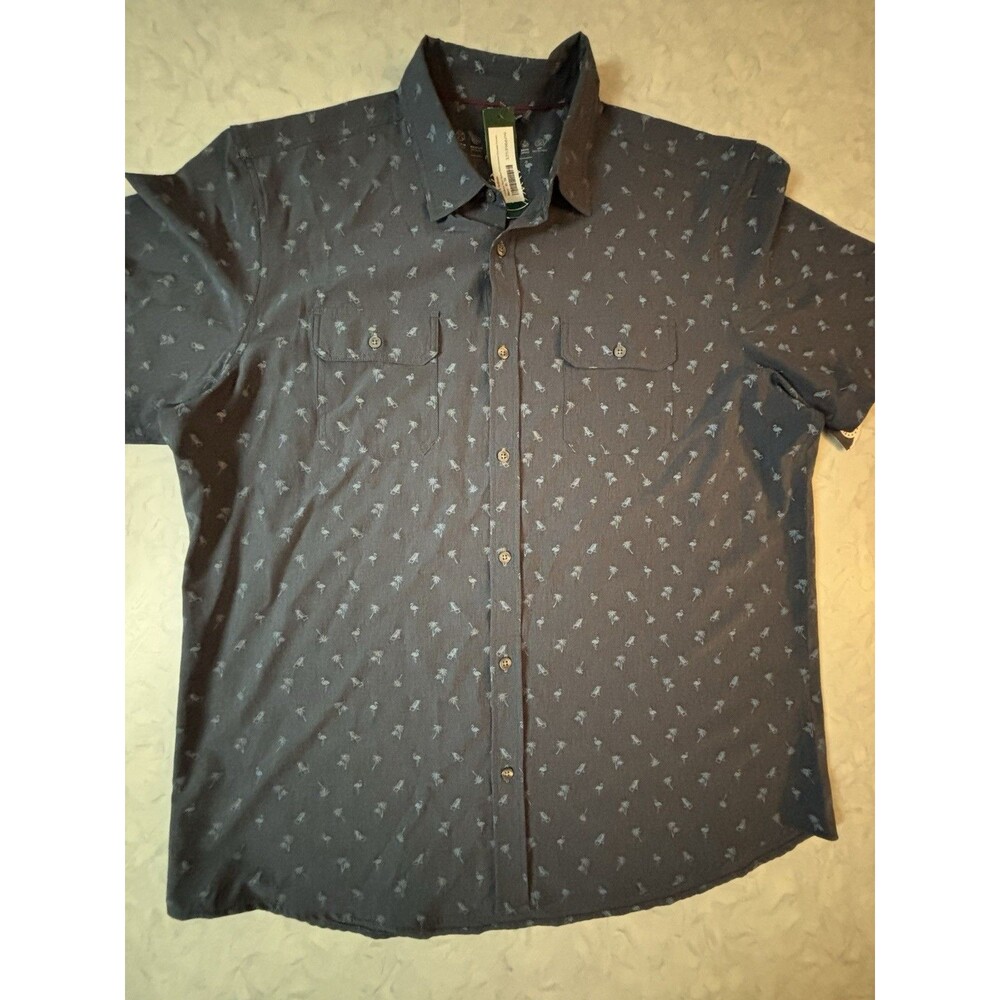 Flag & Anthem MadeFlex Mens XL Tall Shirt NWT Grey Flamingo Palm Tree Stretch